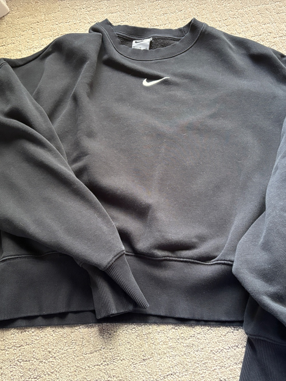 Nike Black Men's Crewneck Sweatshirt with White Swoosh